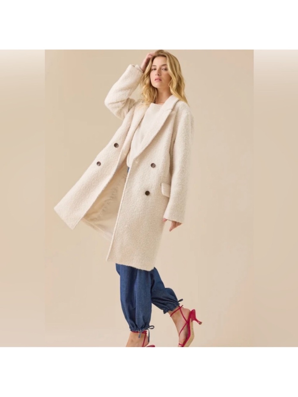 NWT Altar’d State Pallie Wool Textured Peacoat